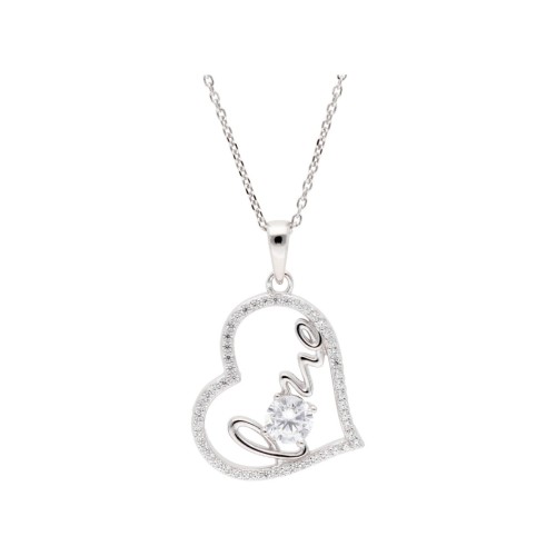 Colgante corazón plata y circonitas - LAD7346CL