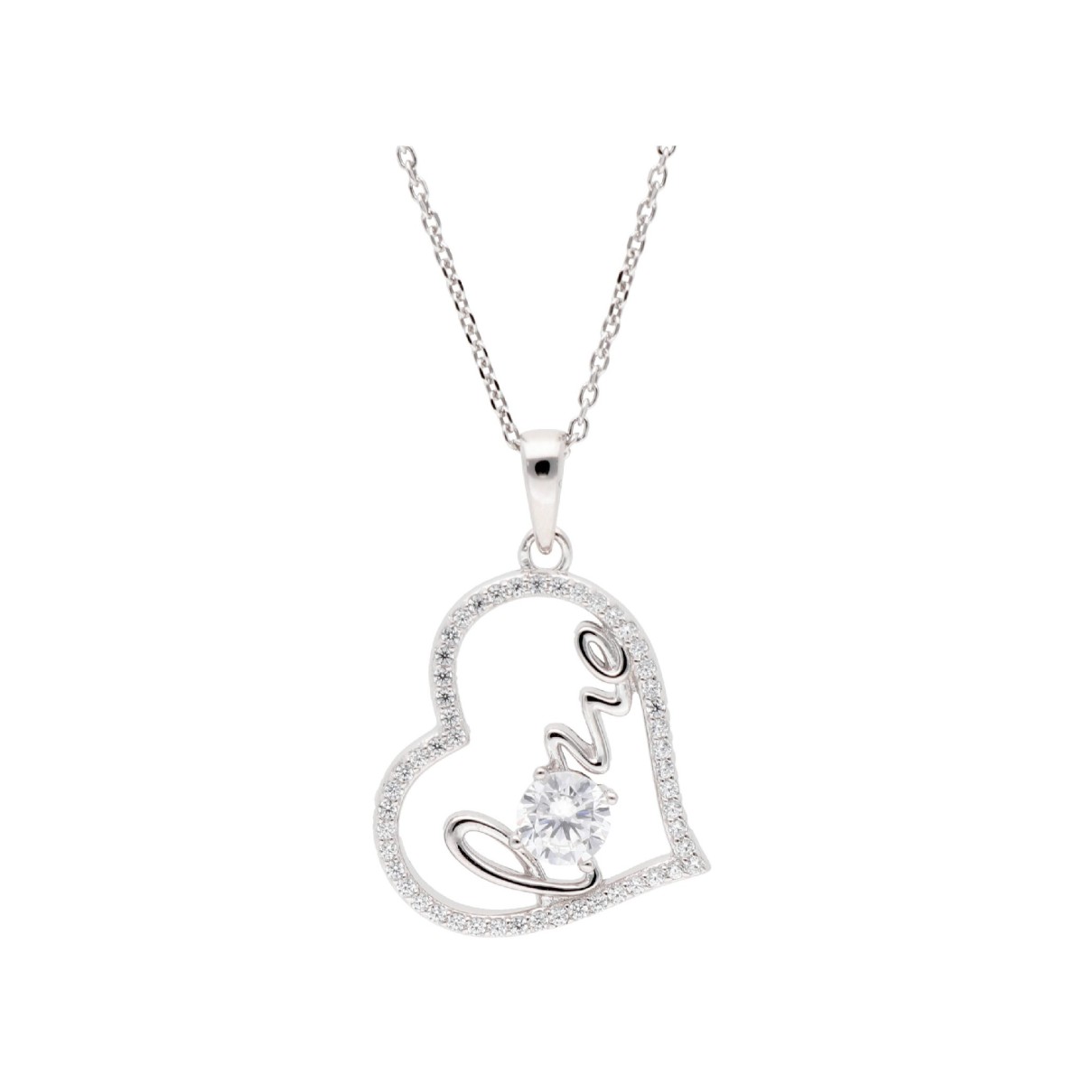 Colgante corazón plata y circonitas - LAD7346CL