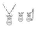 Conjunto mariposas plata, perlas y circonitas - BAM015C