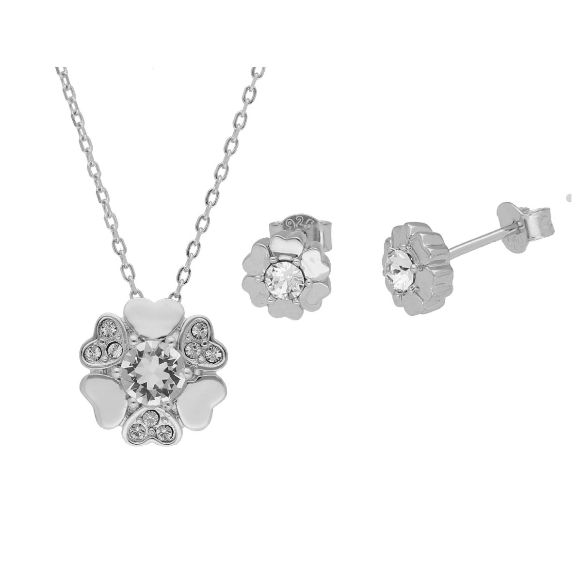 Conjunto corazones plata y Liska Crystal - LSW1504C