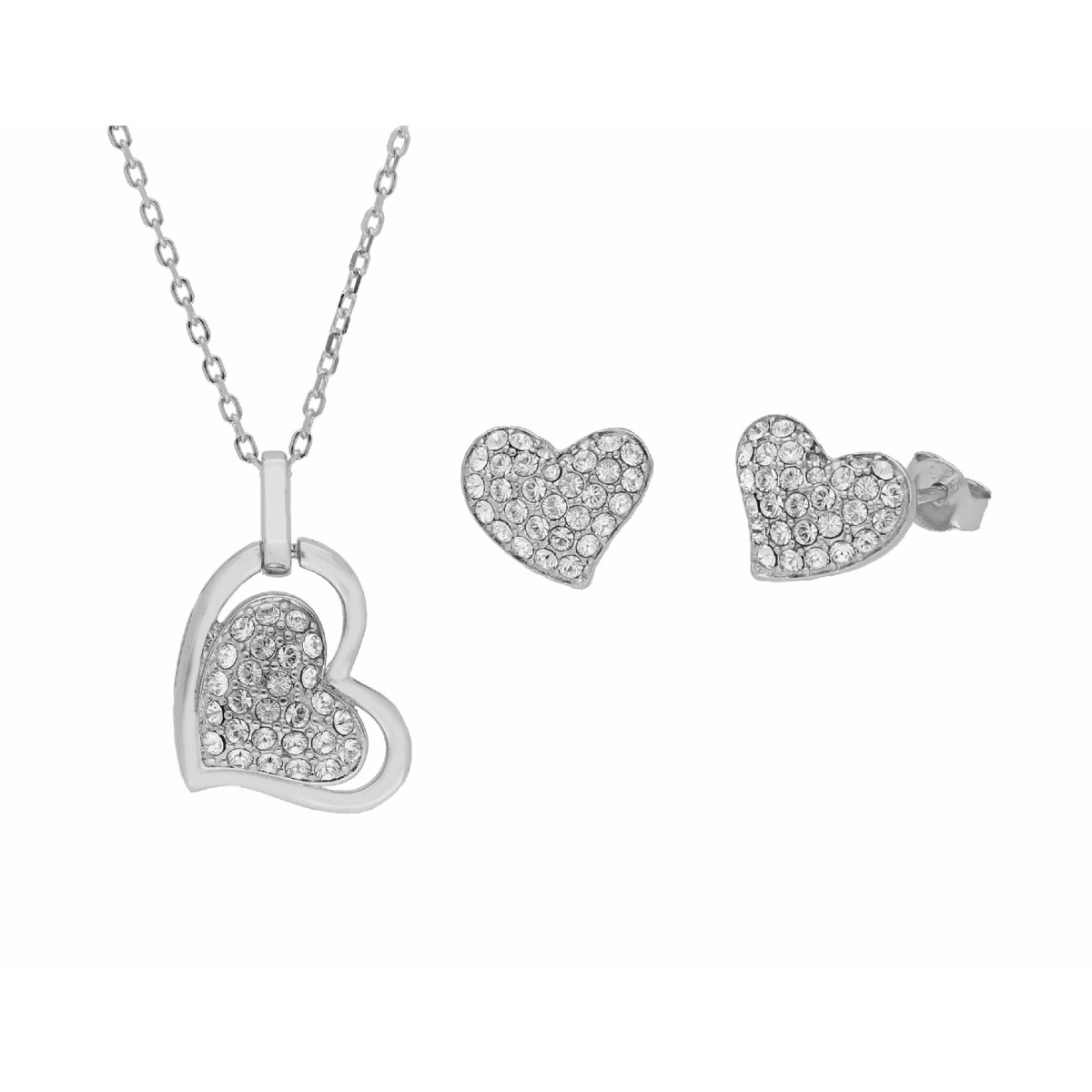 Conjunto corazones plata y Liska Crystal - LSW1505C