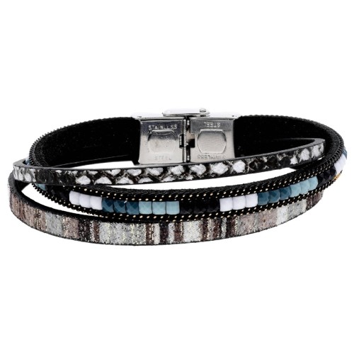 Pulsera piel y acero - SHA258-N
