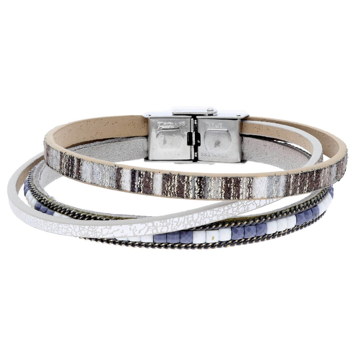 Pulsera piel y acero - SHA258-S