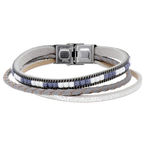 Pulsera piel y acero - SHA259-S