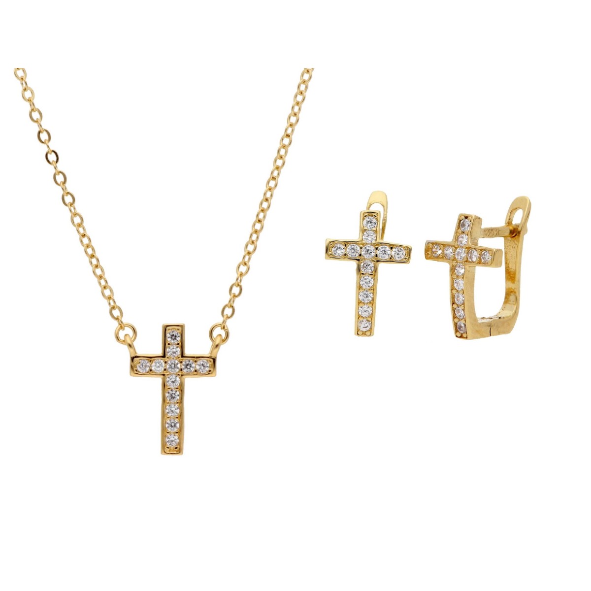 Conjunto cruces plata y circonitas - MED302C-D