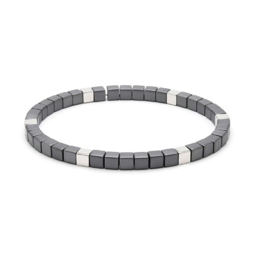 Pulsera ematites y acero - MS017