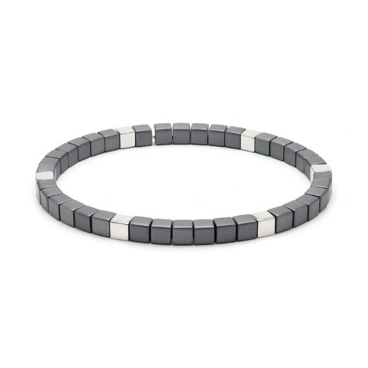 Pulsera ematites y acero - MS017