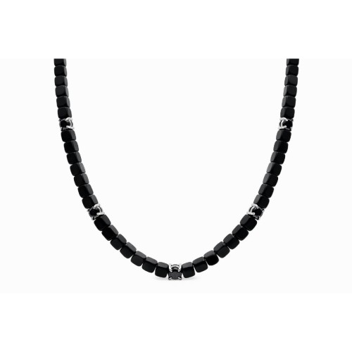 Collar ematites, acero y circonitas - MS014CL-N