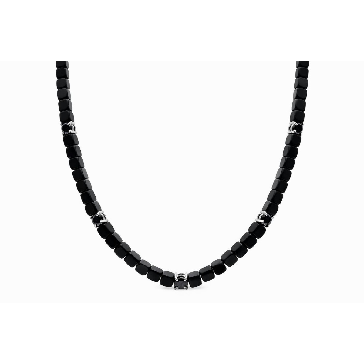Collar ematites, acero y circonitas - MS014CL-N