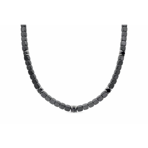 Collar ematites, acero y circonitas - MS015CL-N