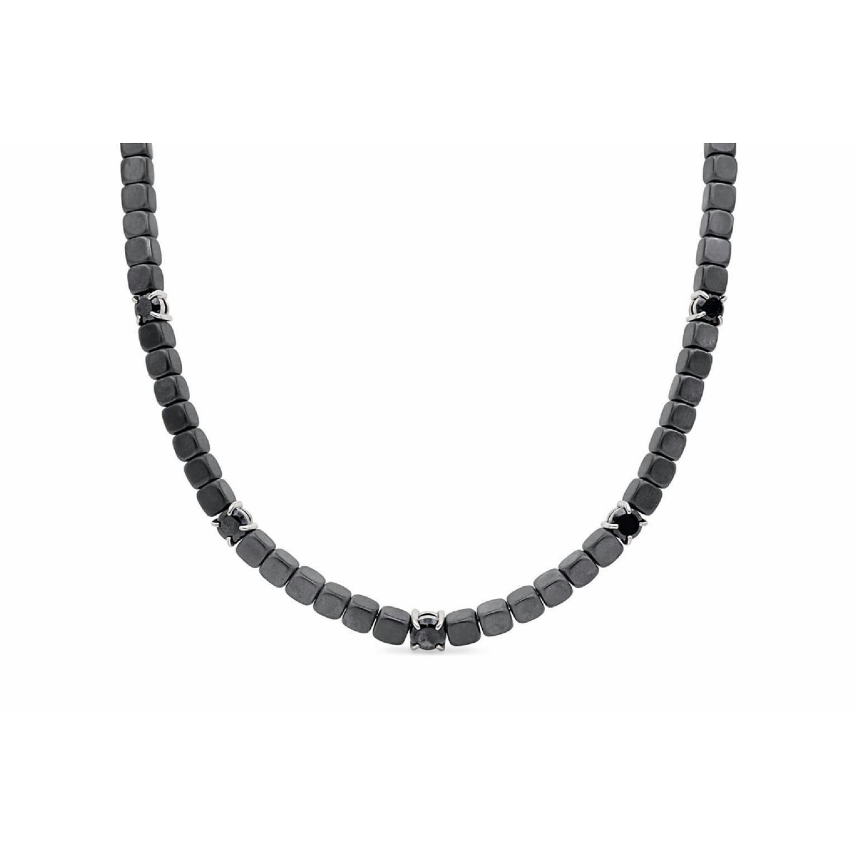 Collar ematites, acero y circonitas - MS015CL-N