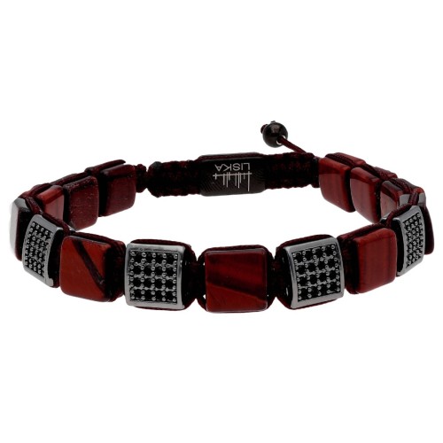 Pulsera acero y piedras nat 8mm - MS022