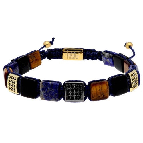 Pulsera acero y piedras nat 8mm - MS024