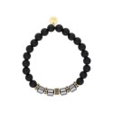 Pulsera ematite, acero y piedra nat - MS028-D