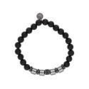 Pulsera ematite, acero y piedra nat - MS028-N
