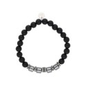 Pulsera ematite, acero y piedra nat - MS028