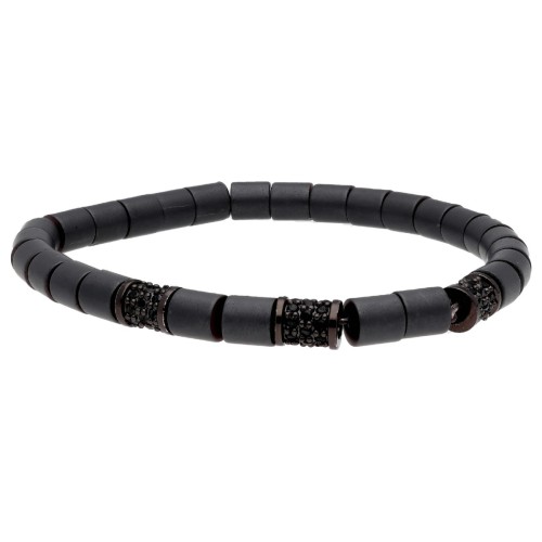 Pulsera ematite, acero y circonitas - MS029-N