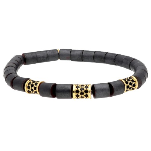 Pulsera ematite, acero y circonitas - MS029-D
