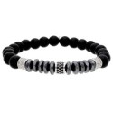 Pulsera ematites, acero y piedras nat - MS027