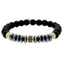 Pulsera ematites, acero y piedras nat - MS027-D