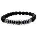 Pulsera ematites, acero y piedras nat - MS027-N