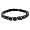 Pulsera hematites, acero y circonitas - MS019