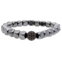 Pulsera hematites, acero y circonitas - MS026