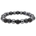 Pulsera hematites, acero y circonitas - MS030