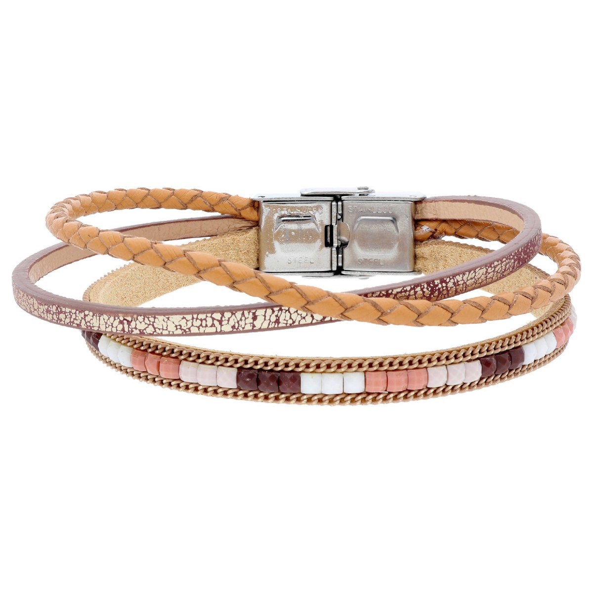 Pulsera piel y acero - SHA259-M