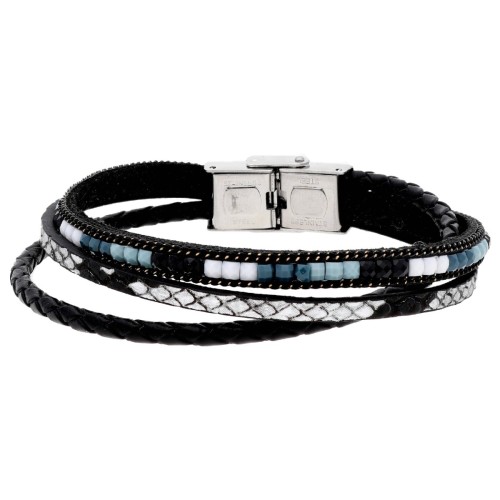 Pulsera piel y acero - SHA259-N