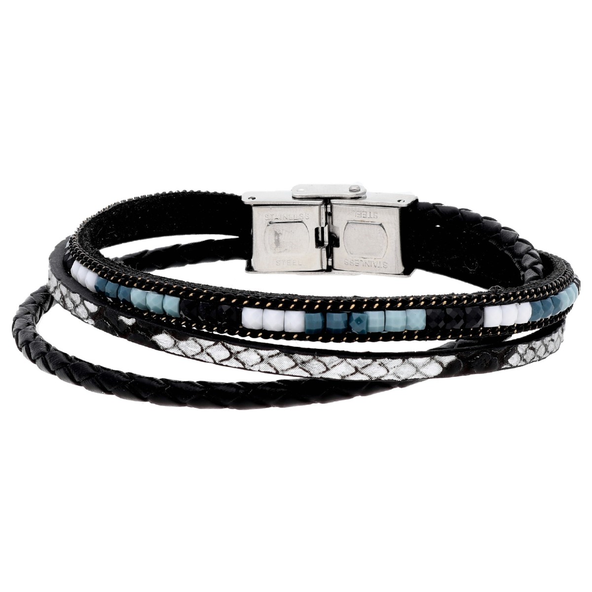 Pulsera piel y acero - SHA259-N