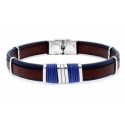 Pulsera acero, piel y cuerda náutika - 84BA1583
