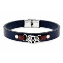 Pulsera piel y calavera acero - RB325