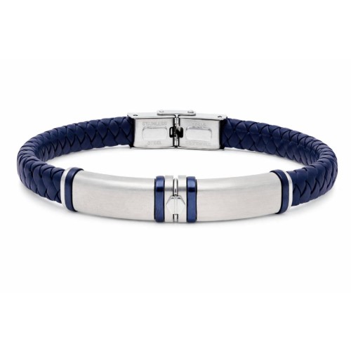 Pulsera acero y piel - 84BA1580-A