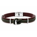Pulsera acero, piel y cuerda náutika - NTK078-V