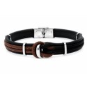 Pulsera acero, piel y cuerda náutika - NTK078-N