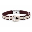 Pulsera acero, piel y cuerda náutika - NTK078-M