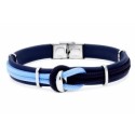 Pulsera acero, piel y cuerda náutika - NTK078-A