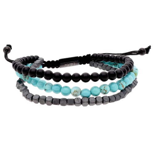 Pulsera acero, turquesa, hematite y ónix - BALI090BR-T