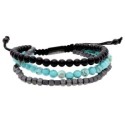 Pulsera acero, turquesa, hematite y ónix - BALI090BR-T