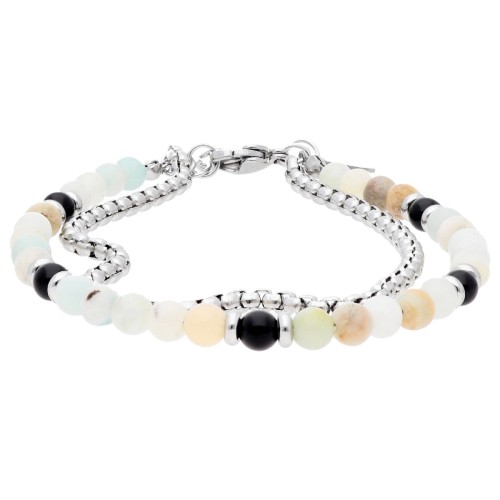 Pulsera acero y amazonia 4mm - BALI093-A