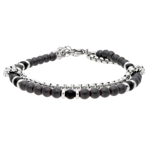 Pulsera acero y hematite 4mm - BALI093-H