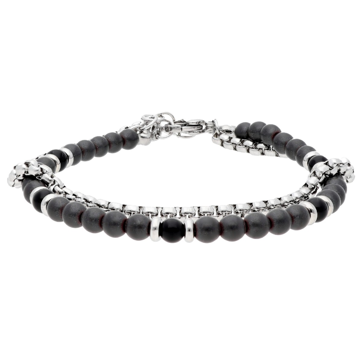 Pulsera acero y hematite 4mm - BALI093-H