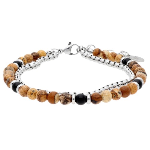 Pulsera acero y pictur jasper 4mm - BALI093-J