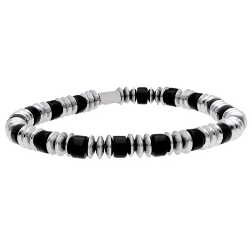 Pulsera balck ágata y hematites - BALI094-B
