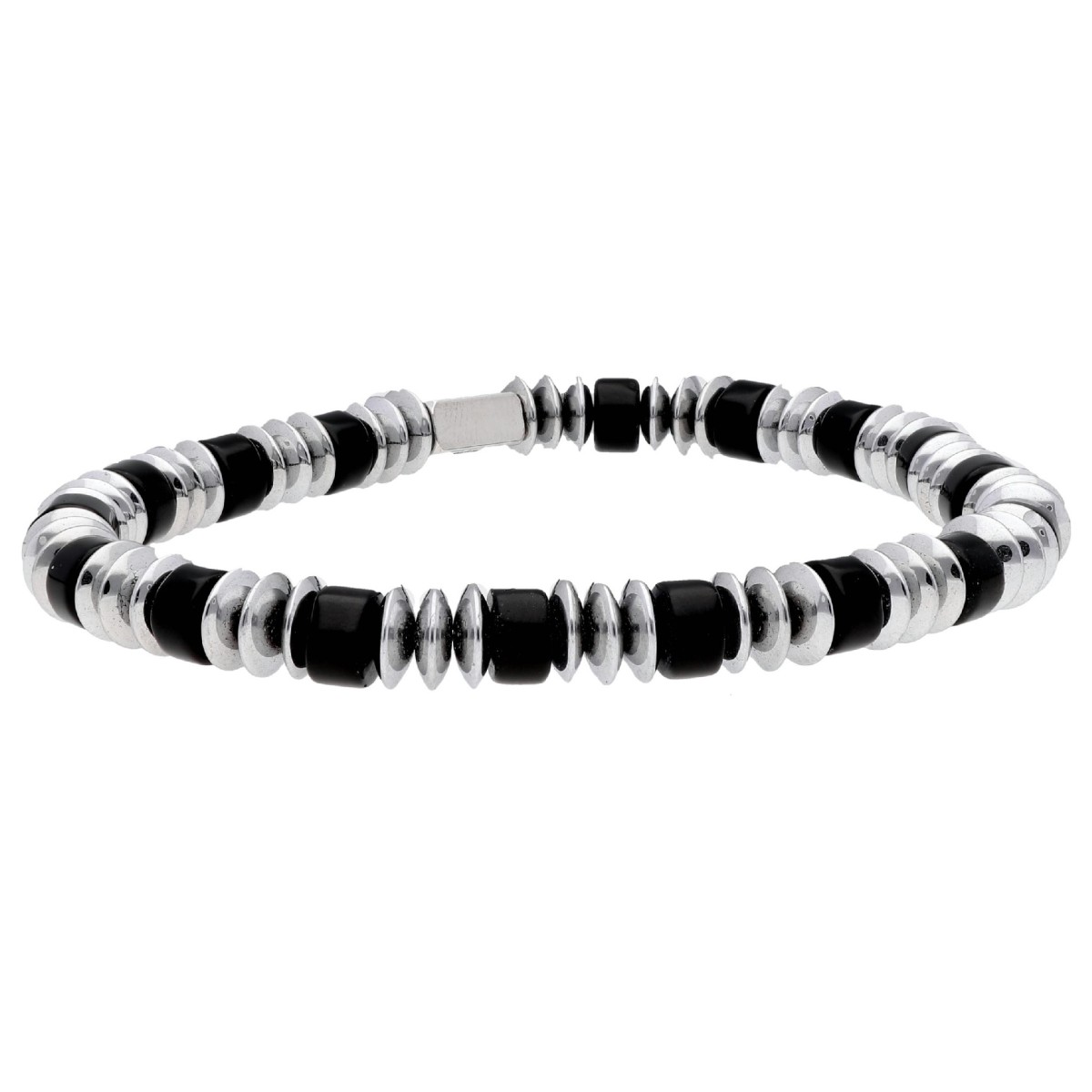 Pulsera balck ágata y hematites - BALI094-B