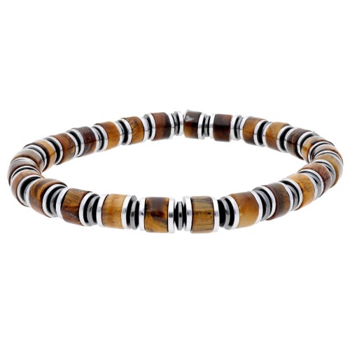Pulsera acero y ojo de tigre - BALI095