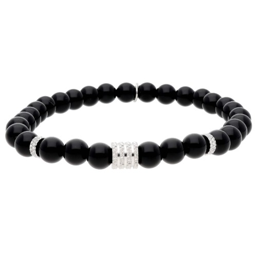 Pulsera acero y ónix - BALI096-B