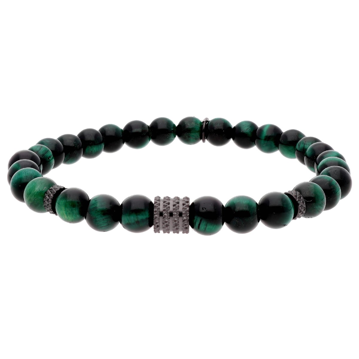 Pulsera acero y green tiger eye - BALI096-TV
