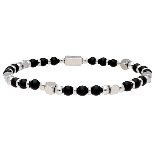 Pulsera acero y balck ágatha - BALI097-B